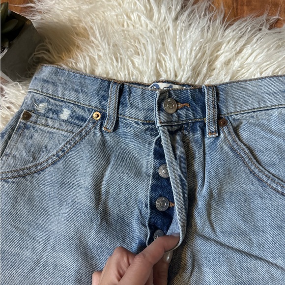 Free People Distressed Denim Mini Skirt - Picture 3 of 6